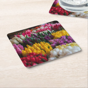 Mehrfarbige Tulpen Rechteckiger Pappuntersetzer