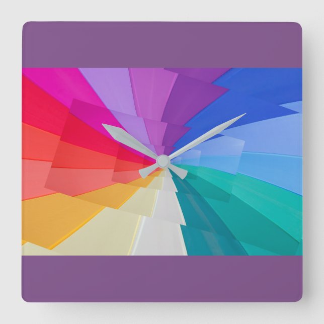 mehrfarbige Turbulenz auf quadratischer Wanduhr (Vorderseite)