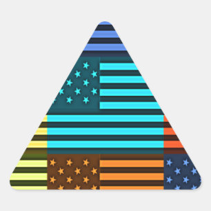 Mehrfarbige US-Flagge mit überprüfter Vektorgrafik Dreieckiger Aufkleber