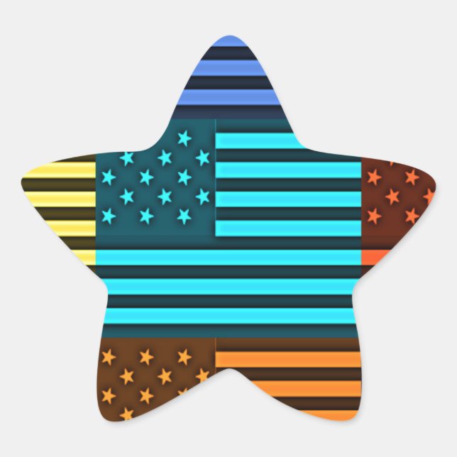 Mehrfarbige US-Flagge mit überprüfter Vektorgrafik Stern-Aufkleber (Vorderseite)