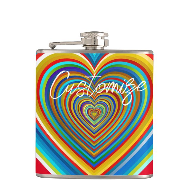 Mehrfarbige Valentinherz Thunder_Cove Flachmann (Vorderseite)
