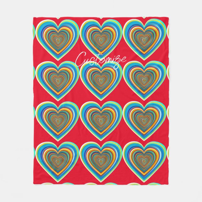 Mehrfarbige Valentinherz Thunder_Cove Fleecedecke (Vorderseite)