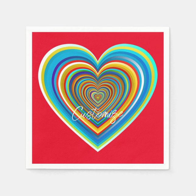 Mehrfarbige Valentinherz Thunder_Cove Serviette (Vorderseite)