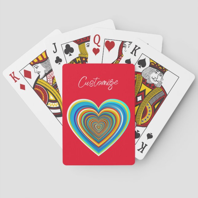 Mehrfarbige Valentinherz Thunder_Cove Spielkarten (Rückseite)
