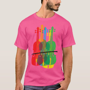 Mehrfarbige Violins Geburtstagsgeschenk für Musike T-Shirt
