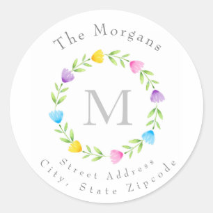 Mehrfarbige Wasserfarben-Blume Runder Aufkleber