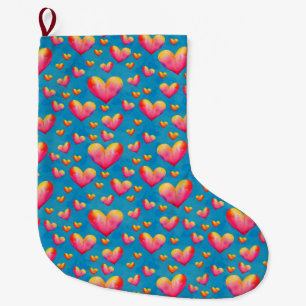 Mehrfarbige Wasserfarben-Herzen Valentins-Socken Großer Weihnachtsstrumpf