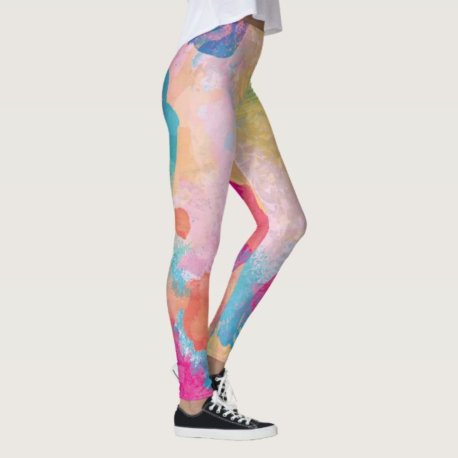 Mehrfarbige Wasserfarbengeflechte Leggings (Rechts)