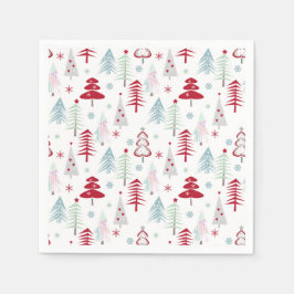 mehrfarbige Weihnachtsbäume auf einem weißen Serviette