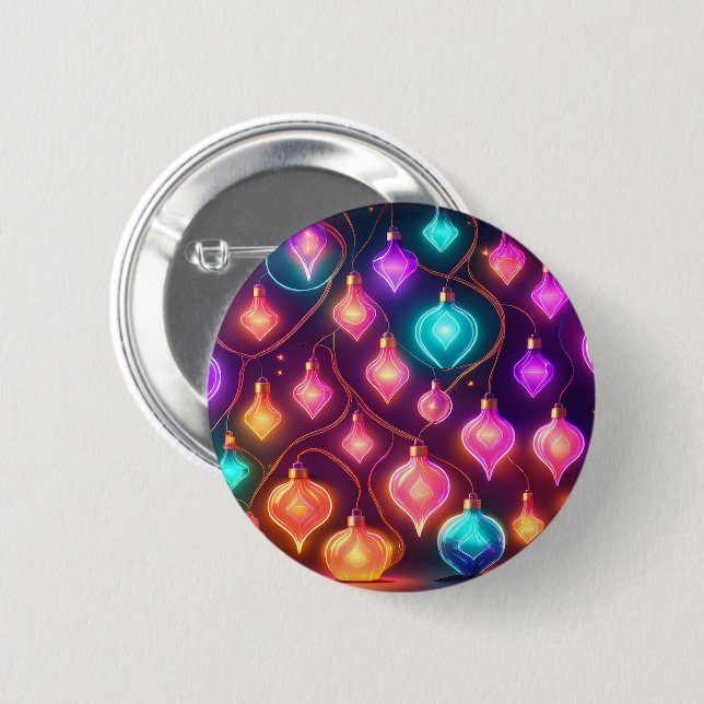 Mehrfarbige Weihnachtsbeleuchtung  Button (Vorne & Hinten)