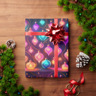 Mehrfarbige Weihnachtslichter gemustert Geschenkpapier
