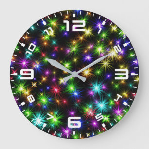 Mehrfarbige Weihnachtsstern-Strahlen-Muster Große Wanduhr
