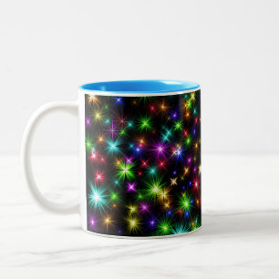 Mehrfarbige Weihnachtsstern-Strahlen-Muster Zweifarbige Tasse