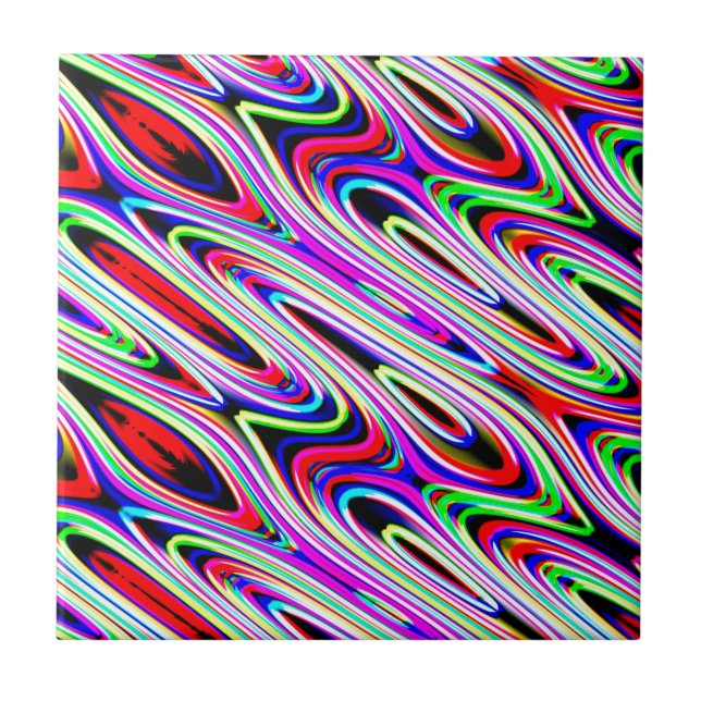 Mehrfarbige Wellen-Abstrakt-Pattern Fliese (Vorderseite)