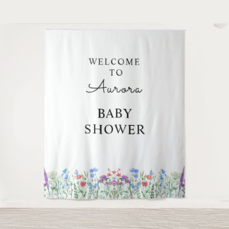 Mehrfarbige Wildblumen-Baby-Party-Feier Wandteppich