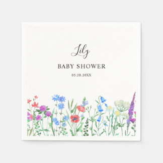 Mehrfarbige Wildblumen-Baby- Shower-Feier Serviette