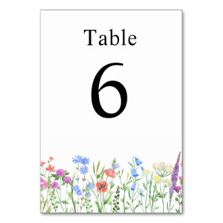 Mehrfarbige Wildblumen-Baby-Shower-Feier Tischnummer