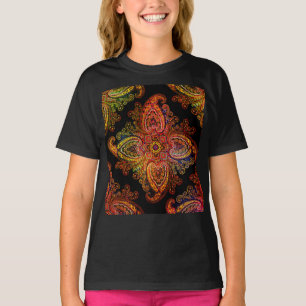 Mehrfarbige zeitlose Paisley auf Schwarz T-Shirt