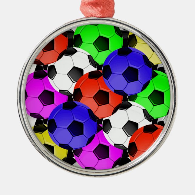 Mehrfarbiger American Soccer oder Football Silbernes Ornament (Vorne)