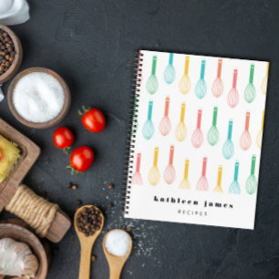 Mehrfarbiger Ballon Whisk Muster Rezept Notizbuch