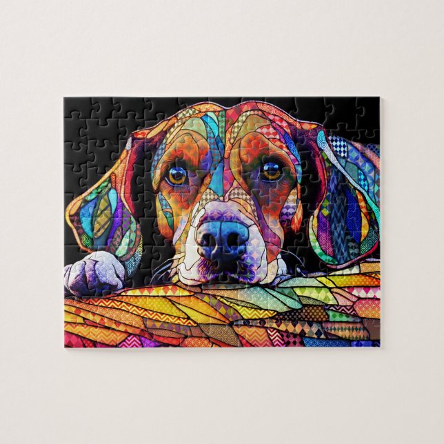 Mehrfarbiger Beagle-Hund 178 Puzzle (Horizontal)