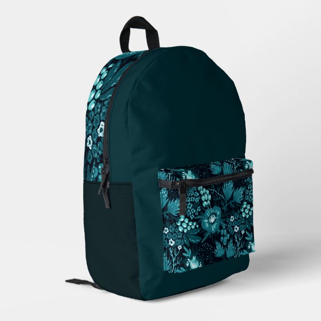 Mehrfarbiger 'Blumenmuster'-Rucksack  Bedruckter Rucksack (Rückseitige Ecke links)