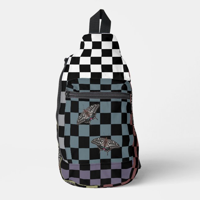 Mehrfarbiger Checkered Backpack HAMbyWG Crossbody Bag (Vorderseite)