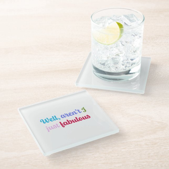 Mehrfarbiger Cooler Schriftart und Sassy-Sprichwor Glasuntersetzer (Schrägansicht)