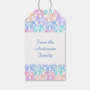 Mehrfarbiger Elefant-Babyparty-Kindergeburtstag Geschenkanhänger