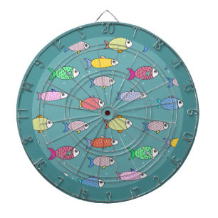 Mehrfarbiger Fisch auf Türkis Dartscheibe