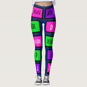 Mehrfarbiger "Frieden+Liebe+Freude+Wunsch " Leggings