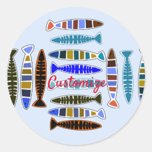 mehrfarbiger gestreifter Fisch Thunder_Cove Runder Aufkleber