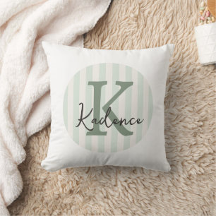 Mehrfarbiger gestreifter Kreis Monogramm Kissen