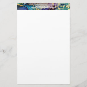 Mehrfarbiger Goldalkohol Tinte Abstrakte Kunst Briefpapier