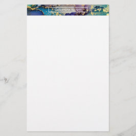 Mehrfarbiger Goldalkohol Tinte Abstrakte Kunst Briefpapier