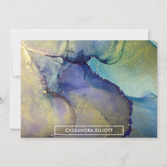 Mehrfarbiger Goldalkohol Tinte Abstrakte Kunst Dankeskarte (Vorderseite)