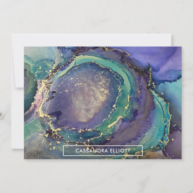 Mehrfarbiger Goldalkohol Tinte Abstrakte Kunst Dankeskarte (Vorderseite)