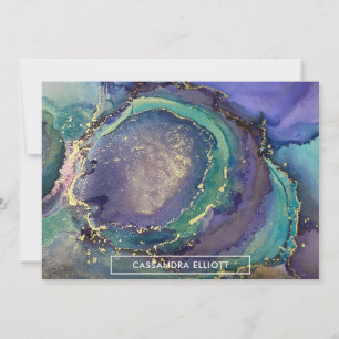 Mehrfarbiger Goldalkohol Tinte Abstrakte Kunst Dankeskarte