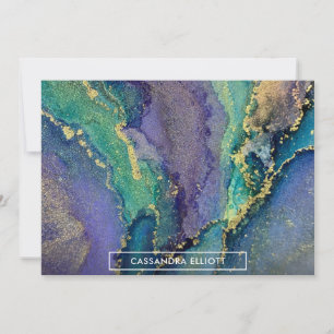 Mehrfarbiger Goldalkohol Tinte Abstrakte Kunst Dankeskarte