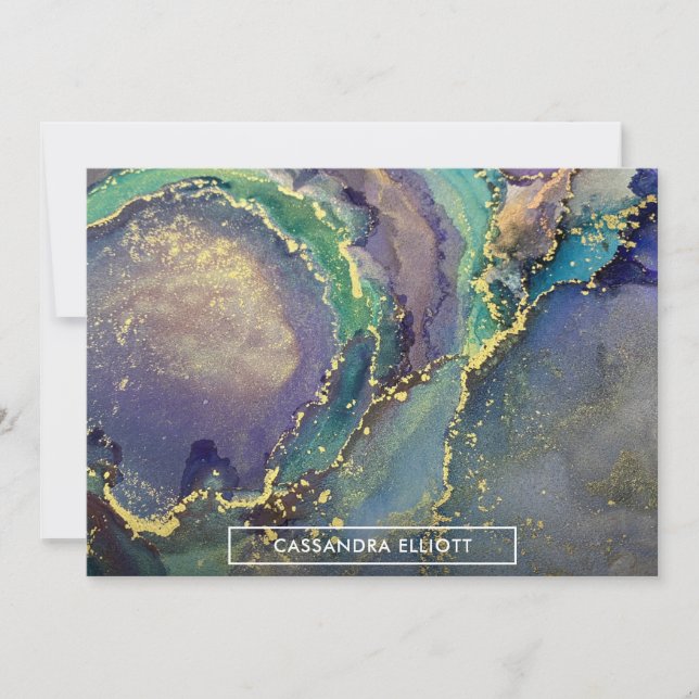 Mehrfarbiger Goldalkohol Tinte Abstrakte Kunst Dankeskarte (Vorderseite)