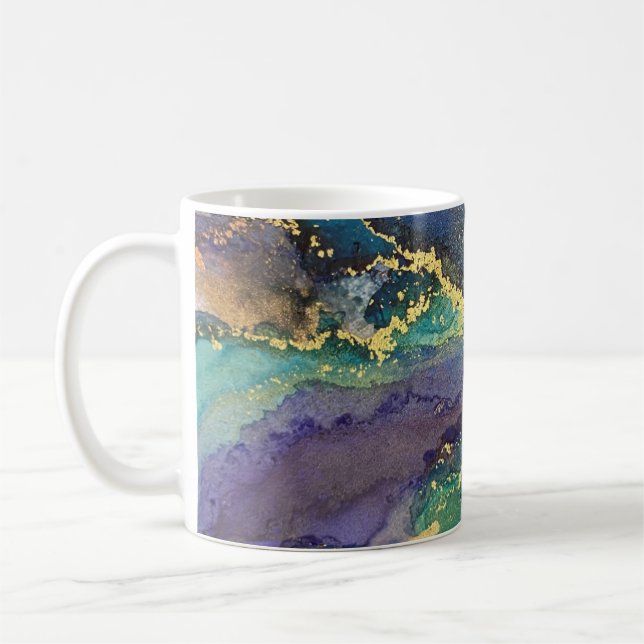Mehrfarbiger Goldalkohol Tinte Abstrakte Kunst Kaffeetasse (Links)