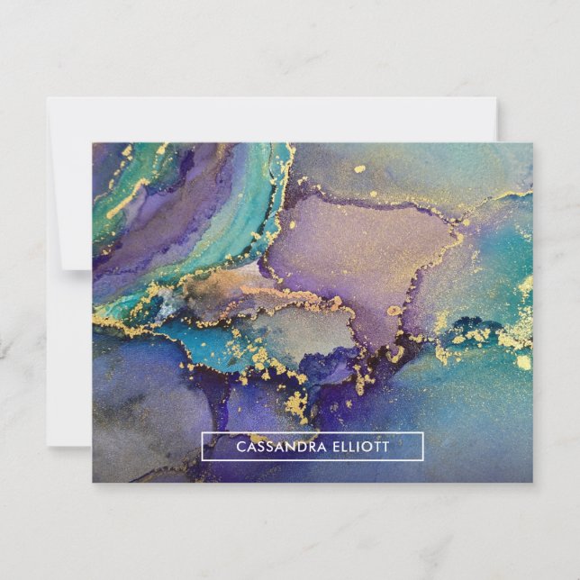 Mehrfarbiger Goldalkohol Tinte Abstrakte Kunst Mitteilungskarte (Vorderseite)