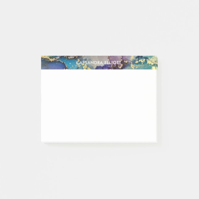 Mehrfarbiger Goldalkohol Tinte Abstrakte Kunst Post-it Klebezettel (Vorderseite)