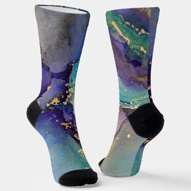 Mehrfarbiger Goldalkohol Tinte Abstrakte Kunst Socken (Gewinkelt)