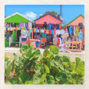 Mehrfarbiger hölzerner langer Bucht-Strand der Glasuntersetzer