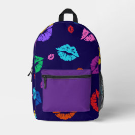 Mehrfarbiger Lippenabdruck-Rucksack Bedruckter Rucksack