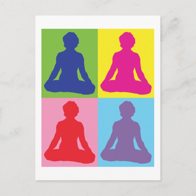 Mehrfarbiger Lotus Pose Yoga Postkarte (Vorderseite)