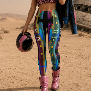 Mehrfarbiger Metallischer Mechanischer Android Rob Leggings