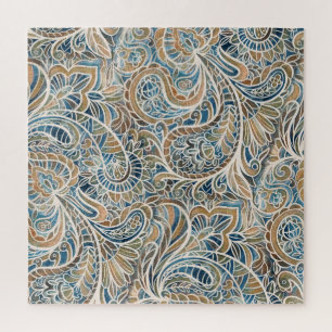 Mehrfarbiger Paisley-Handdruck Puzzle