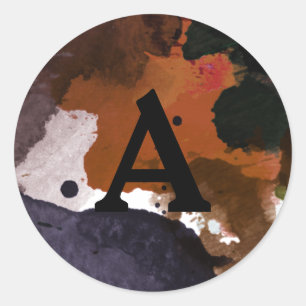 Mehrfarbiger Personalisierter Monogramm-Umschlag A Runder Aufkleber